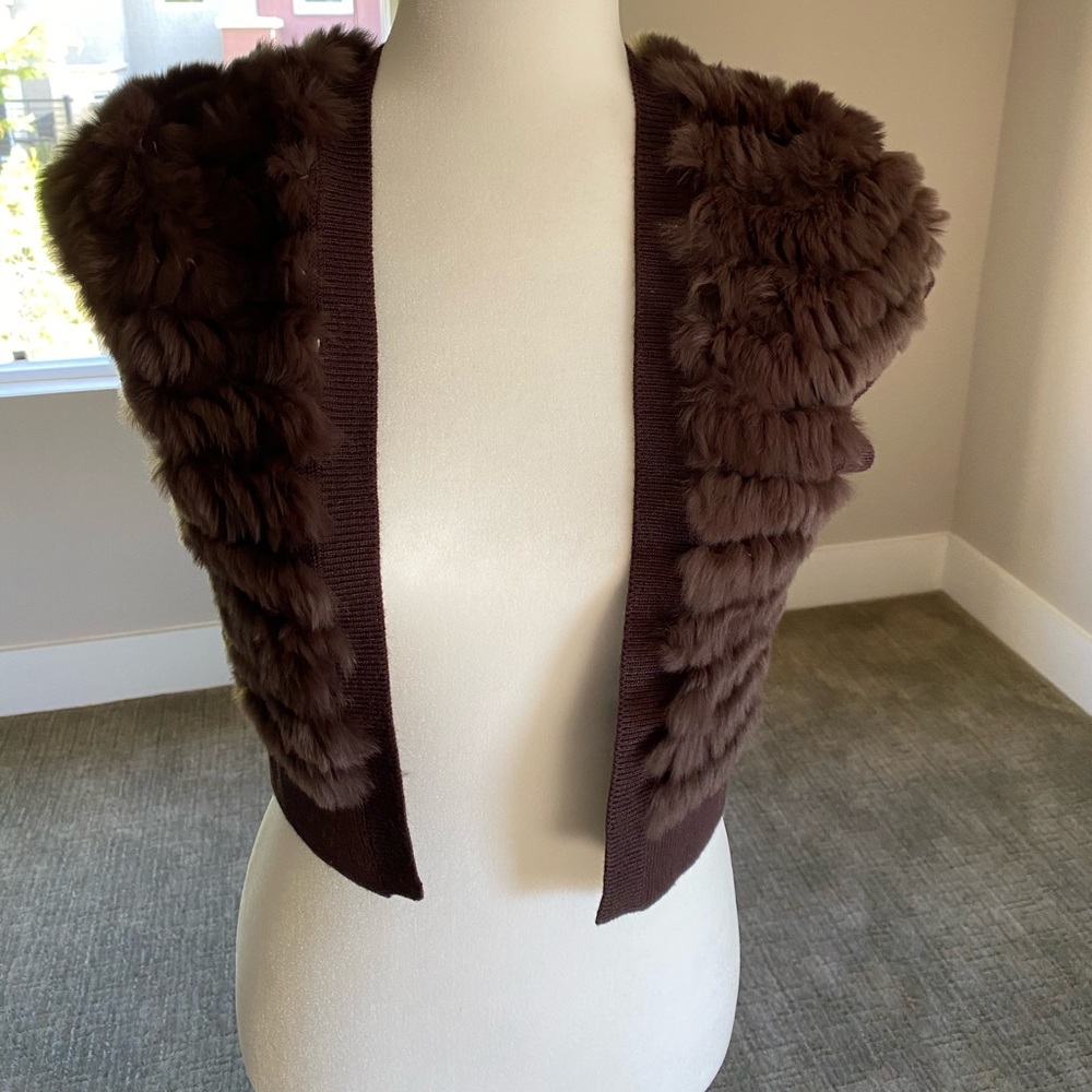 BCBG rabbit fur vest
